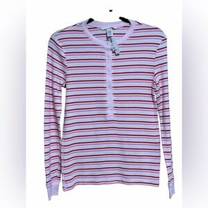 💗 Victoria’s Secret Pink Striped Ribbed Henley Top NWT 💗  SZ XS